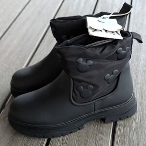 Zara Kids Disney Mickey Mouse Black Quilted Ankle Boots Size 11 NWT